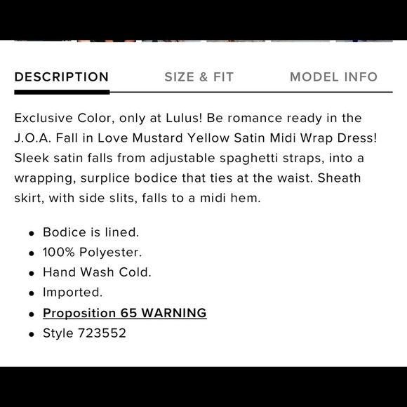 J.O.A. Yellow Mustard Satin Midi Wrap Dress​​​​ - Picture 5 of 8